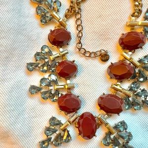 Loft , fancy and stylish necklace blue , red wine color with gold chain . Medium